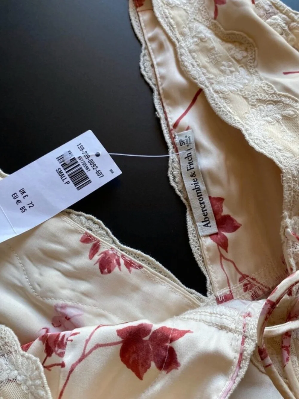 Abercrombie & Fitch *NWT Floral Lace Maxi Dress Cream Red Slip Dress Size S